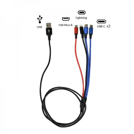 Elektromos cigi USB kábel 4 in 1 (2 type-C, 1 micro, 1 lighting)